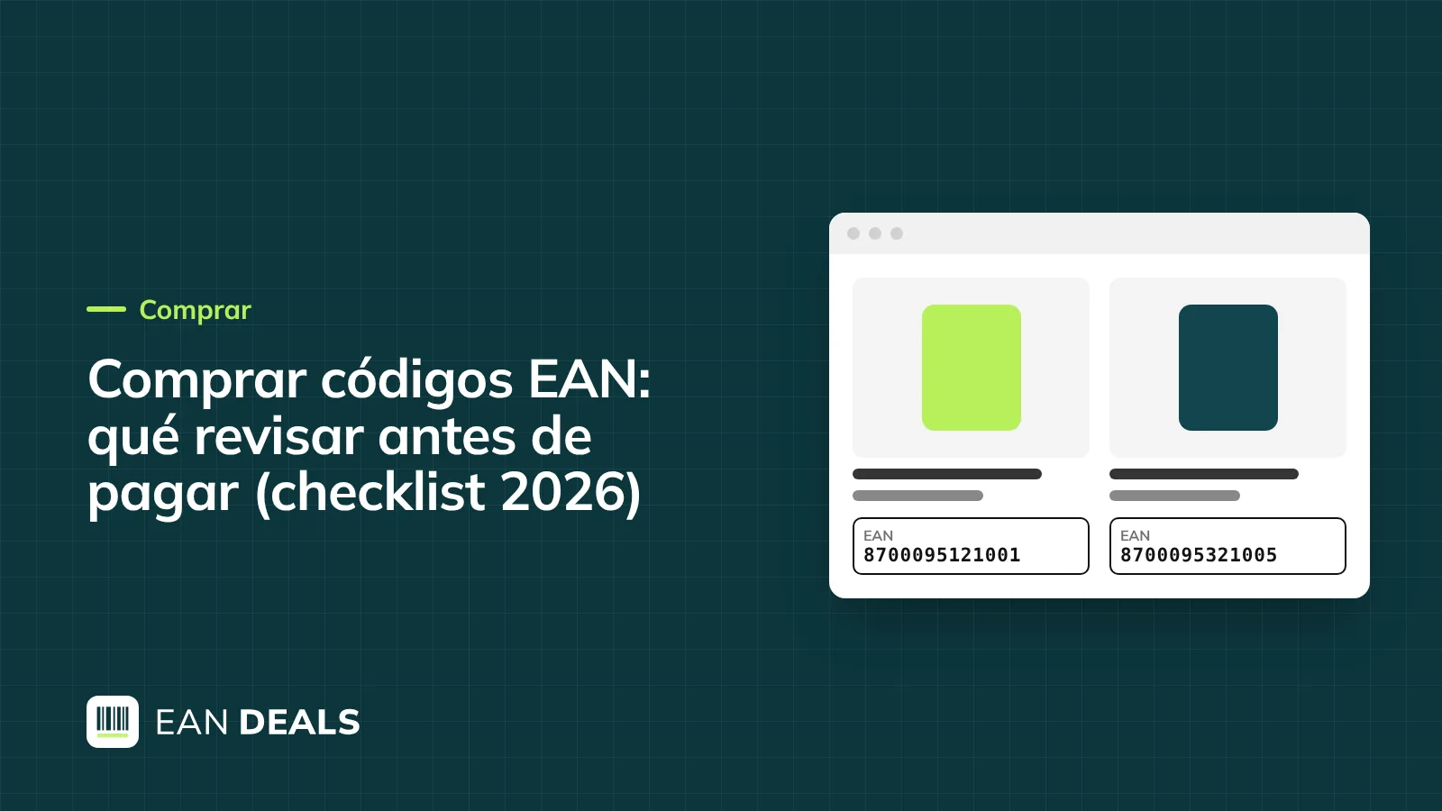 Carrito de compra con etiquetas de código de barras EAN-13 y una lista de comprobación